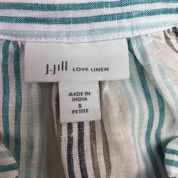 J. Jill Love Linen Embroidered Striped Top Sz SP - Picture 9 of 12